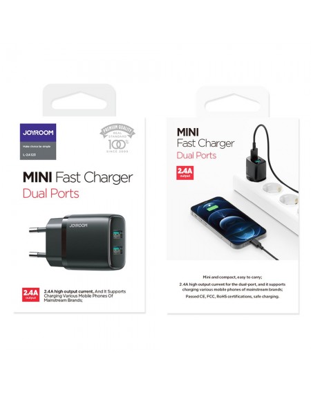 Joyroom fast wall charger 2x USB 2,4A black (L-2A123)