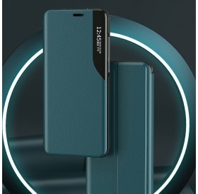 Eco Leather View Case elegant bookcase type case with kickstand for iPhone 13 Pro Max blue