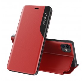 Eco Leather View Case elegant bookcase type case with kickstand for iPhone 13 Pro red