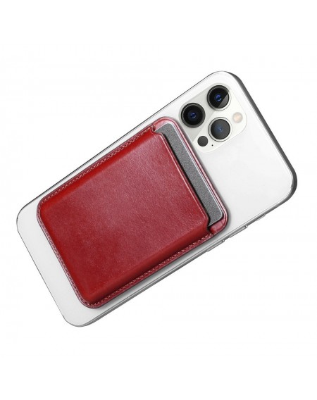iCarer Leather Magnetic Card Wallet Case for iPhone 12 / 13 (Pro / Max / Mini) (MagSafe Compatible) red (XKB0001-RD)