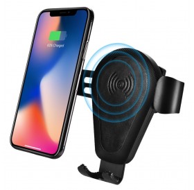 iCarer wireless car Qi charger 10W air vent gravity car mount black (IWXC004-BK)