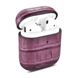 iCarer Leather Bamboo natural leather case for AirPods 2 / AirPods 1 purple (WMAP009-PE)
