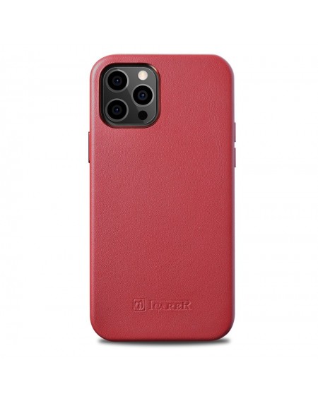 iCarer Case Leather genuine leather case for iPhone 12 Pro / iPhone 12 red (WMI1216-RD) (MagSafe compatible)