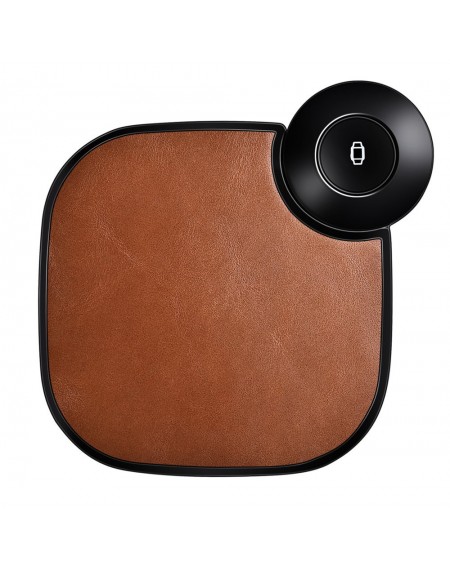 iCarer 2in1 leather Qi wireless charger 10W for phone and Apple Watch brown (IWXC005-BN)