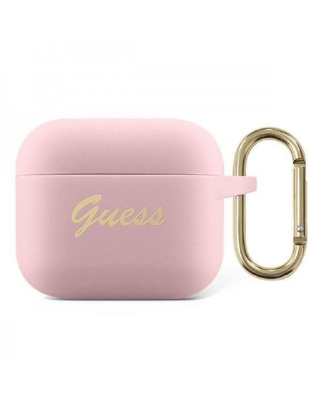 Guess GUA3SSSI AirPods 3 cover różowy/pink Silicone Vintage Script