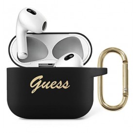 Guess GUA3SSSK AirPods 3 cover czarny/black Silicone Vintage Script