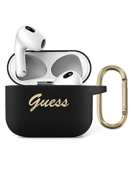 Guess GUA3SSSK AirPods 3 cover czarny/black Silicone Vintage Script
