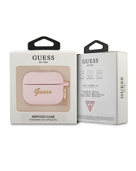 Guess GUAPSSSI AirPods Pro cover różowy/pink Silicone Vintage Script
