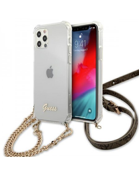 Guess GUHCP12LKC4GSGO iPhone 12 Pro Max 6,7" Transparent hardcase 4G Gold Chain