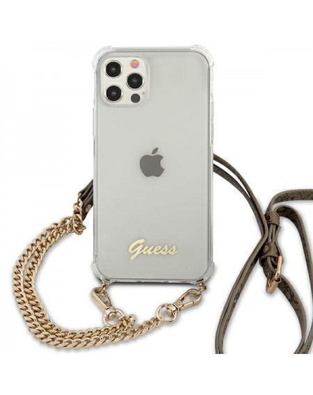 Guess GUHCP12LKC4GSGO iPhone 12 Pro Max 6,7" Transparent hardcase 4G Gold Chain
