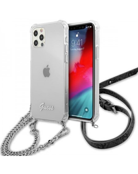 Guess GUHCP12LKC4GSSI iPhone 12 Pro Max 6,7" Transparent hardcase 4G Silver Chain
