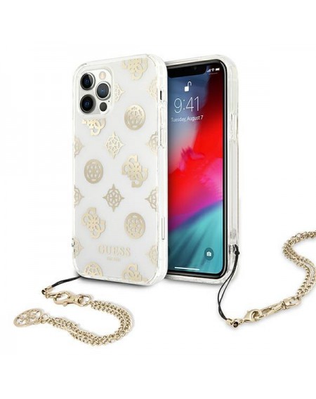 Guess GUHCP12LKSPEGO iPhone 12 Pro Max 6,7" złoty/gold hardcase Peony Chain Collection