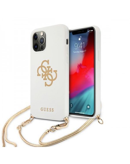 Guess GUHCP12LLSC4GWH iPhone 12 Pro Max 6,7" biały/white hardcase 4G Gold Chain Collection