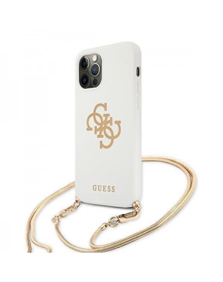 Guess GUHCP12LLSC4GWH iPhone 12 Pro Max 6,7" biały/white hardcase 4G Gold Chain Collection