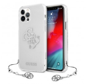 Guess GUHCP12MKS4GSI iPhone 12/12 Pro 6,1" Transparent hardcase 4G Silver Charms Collection
