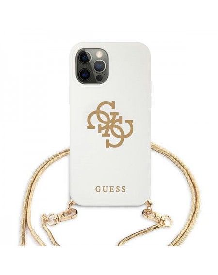 Guess GUHCP12MLSC4GWH iPhone 12/12 Pro 6,1" biały/white hardcase 4G Gold Chain Collection