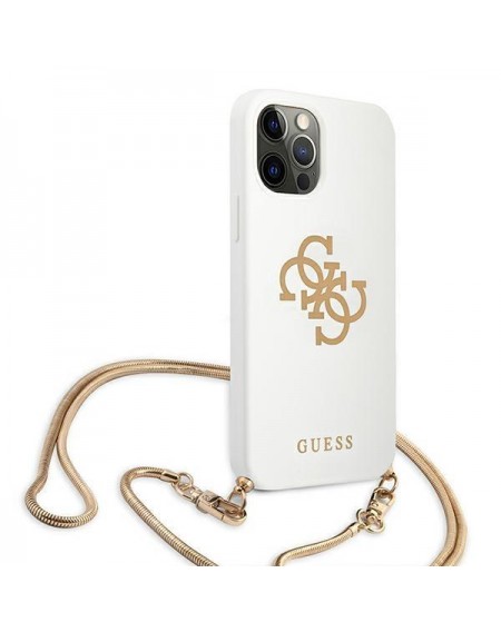 Guess GUHCP12MLSC4GWH iPhone 12/12 Pro 6,1" biały/white hardcase 4G Gold Chain Collection