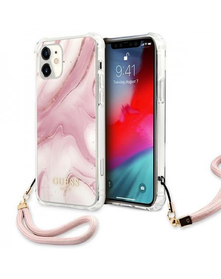 Guess GUHCP12SKSMAPI iPhone 12 mini 5,4" różowy/pink hardcase Marble Collection