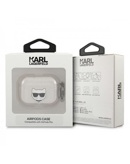 Karl Lagerfeld KLAPUCHGS AirPods Pro cover srebrny/silver Glitter Choupette