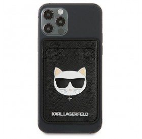 Karl Lagerfeld KLWMSCHSFBK Wallet Card Slot Saffiano Choupette Head MagSafe czarny/black