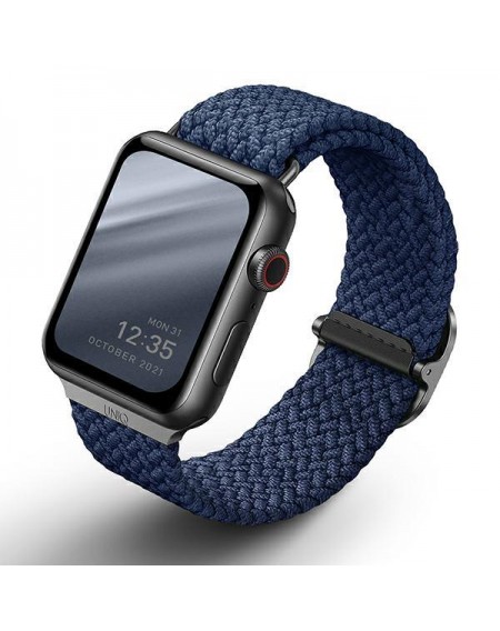 UNIQ pasek Aspen Apple Watch 44/42/45mm Series 4/5/6/7/8/SE/SE2 Braided niebieski/oxford blue