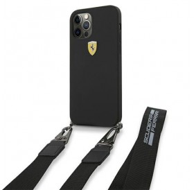 Ferrari FESTRAHCP12MBK iPhone 12/12 Pro 6,1" czarny/black hardcase On Track Silicone with strap