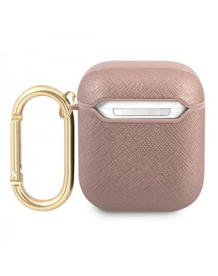 Guess GUA2SASMP AirPods cover różowy/pink Saffiano Script Metal Collection