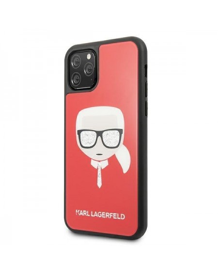 Karl Lagerfeld KLHCN58DLHRE iPhone 11 Pro czerwony/red Iconic Glitter Karl`s Head