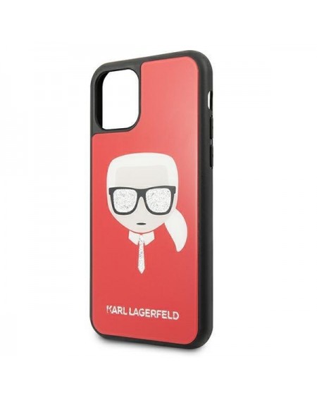 Karl Lagerfeld KLHCN58DLHRE iPhone 11 Pro czerwony/red Iconic Glitter Karl`s Head