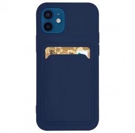 Card Case Silicone Wallet Case with Card Slot Documents for iPhone 11 Pro Max Navy Blue