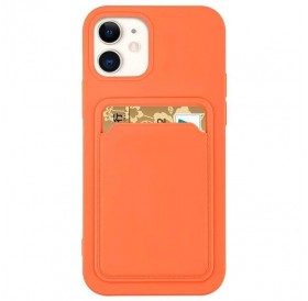 Card Case Silicone Wallet Case with Card Slot Documents for iPhone 12 mini orange