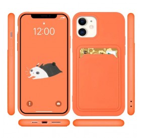 Card Case silicone wallet with card slot documents for iPhone 12 orange