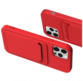 Card Case Silicone Wallet Wallet with Card Slot Documents for iPhone 12 Pro Max red
