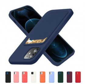 Card Case Silicone Wallet Case with Card Slot Documents for iPhone 13 mini navy blue