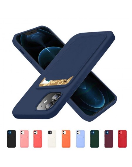 Card Case Silicone Wallet Case with Card Slot Documents for iPhone 13 mini navy blue
