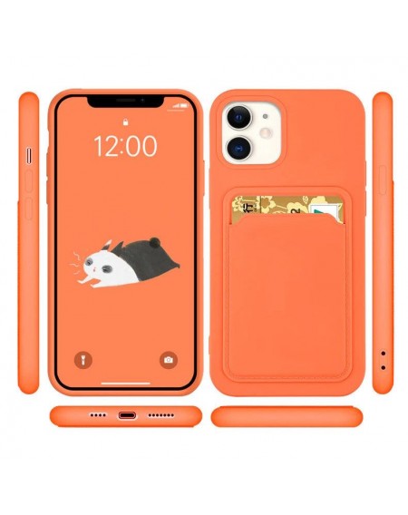 Card Case Silicone Wallet Case with Card Slot Documents for iPhone 13 Pro Orange