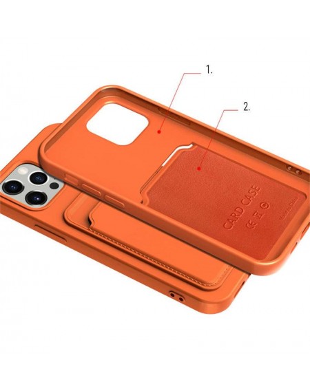 Card Case Silicone Wallet Case with Card Slot Documents for iPhone 13 Pro Max Orange