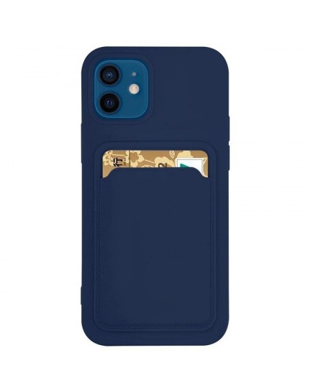Card Case Silicone Wallet Case with Card Slot Documents for Samsung Galaxy A42 5G Navy Blue