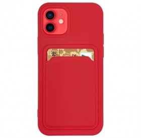 Card Case Silicone Wallet Case With Card Slot Documents For Samsung Galaxy S21 + 5G (S21 Plus 5G) Red