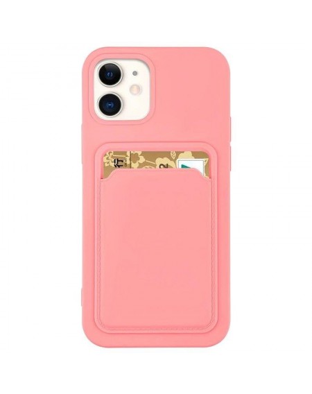Card Case Silicone Wallet Case With Card Slot Documents For Samsung Galaxy S21 + 5G (S21 Plus 5G) Pink