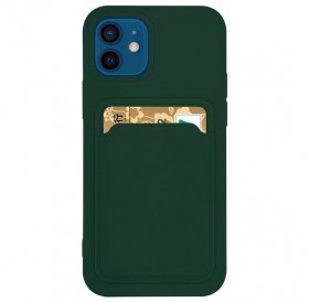 Card Case Silicone Wallet Case With Card Slot Documents For Samsung Galaxy S21 + 5G (S21 Plus 5G) Dark Green