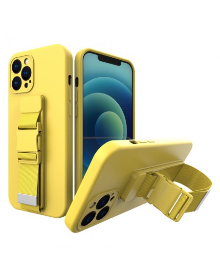 Rope case gel case with a lanyard chain handbag lanyard Samsung Galaxy A12 yellow
