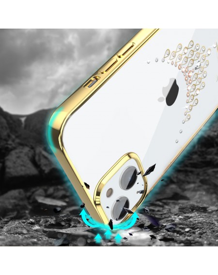 Kingxbar Sky Series luxury case with Swarovski crystals for iPhone 13 gold (Dew)