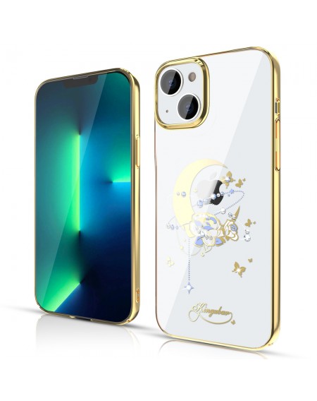 Kingxbar Moon Series luxury case with Swarovski crystals for iPhone 13 gold (Flower)