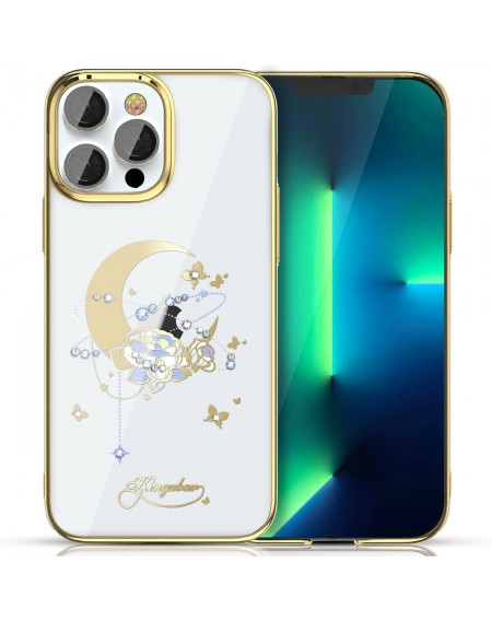 Kingxbar Moon Series luxury case with Swarovski crystals for iPhone 13 Pro gold (Flower)