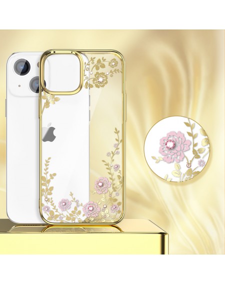 Kingxbar Moon Series luxury case with Swarovski crystals for iPhone 13 pink-gold
