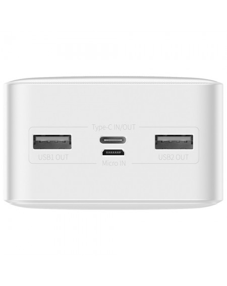 Baseus Bipow powerbank 30000mAh 2x USB / USB Type C / micro USB 15W white (PPDML-K02)