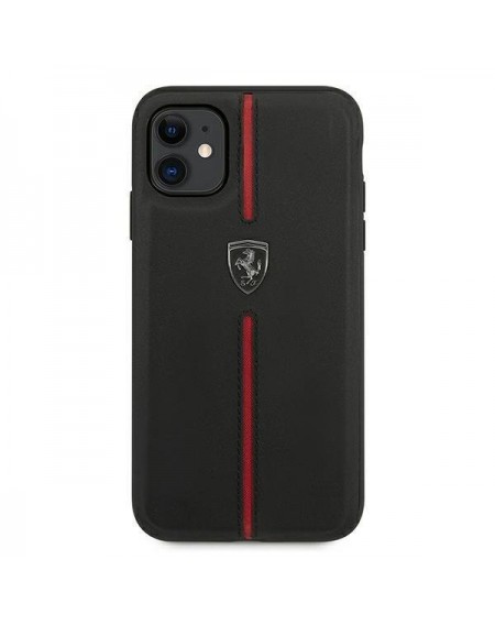 Ferrari FEOMSHCN61BK iPhone 11 6,1" / Xr czarny/black hardcase Off Track Leather Nylon Stripe