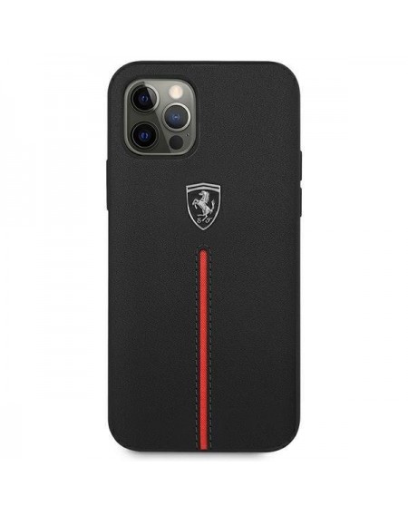 Ferrari FEOMSHCP12LBK iPhone 12 Pro Max czarny/black hardcase Off Track Leather Nylon Stripe