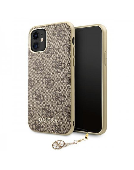 Guess GUHCN61GF4GBR iPhone 11 6,1" / Xr brown/brązowy hard case 4G Charms Collection